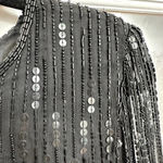 Laurence Kazar Vintage  100% Silk Black Beaded Sequins Evening Blouse Size Medium Photo 5