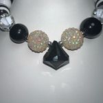 Vintage Chunky Black and White with Iridescent Acrylic Bead Choker Necklace Photo 1