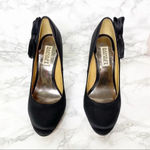 Badgley Mischka  Black Satin Calton Side‎ Bow Pumps Sz 6.5 Photo 1