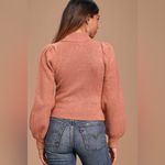 Lulus  Piece of My Heart Rusty Rose Mock Neck Puff Shoulder Sweater Size M Photo 3
