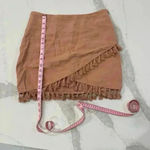 Fate Tassel Asymmetrical Criss Cross Style Mini Skirt Women’s Size Medium Brown Photo 4