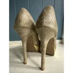 2B Bebe Heel Sz 9 Pumps Shiny Snake Print Gold Stiletto Leather Wedding Elegant Photo 4