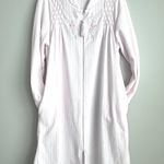 Loti Fashion Smocked Robe Full Zip Light Pink Terrycloth Housecoat Embroidered Size M Photo 4