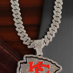NFL Kansas City Chiefs 20Inch Necklace Pendant Cuban Chain Link Football Jewelry Photo 0