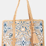Antik Kraft  Hand-Painted Jute Woven Tote Bag Photo 0