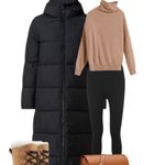 Ralph Lauren Lauren  Black Puffer Longline Faux Fur Hood Coat sz Large Photo 13