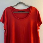 H by Halston Tee Bright Orange Scoop Neck Short Sleeves Side Slit Tee Sz L EUC Photo 1