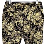 Soft Surroundings Pants Womens Medium Petite Black Gold Floral Moonstruck Boot Photo 2
