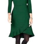 J.Jill  Ponte Womens Dress Size Small Green Knit Ruffle Office Work Wear Career Photo 0
