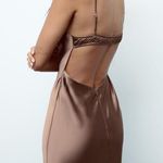 ZARA dress midi maxi satin wedding lingerie chocolate brown party cocktail Photo 8