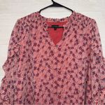Talbots  Women's XL Pink Floral Print Long Sleeve Ruffle Blouse Top Photo 5