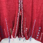 Icelandic Design Red Pattern Full Zip Sweater Fair Isle Tassel Accent Silk Blend Size L Photo 4