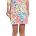 Lilly Pulitzer  XXS Pink Off-The-Shoulder Dress‎ Coral Reef Print Casual Photo 0