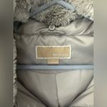 Michael Kors Silver Puffer Coat with Faux Fur Collar Photo 4