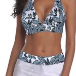 NWOT Women's Sporty Two Piece Swimsuit Halter Push Up Top w/ Shorts Size:Large Blue Photo 1