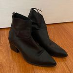 Topshop Black Leather Ankle Short Heel Pointy Toe Box Boots Photo 0