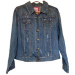 Avenue  Jeans Distressed Embroidered Denim Jacket Size 14/16 Photo 0