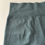 Amazon Stretchy Teal Ribbed High Waisted Biker Shorts Photo 2