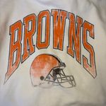 ‘47 Brand Womens Medium Oatmeal Harper Cleveland‎ Browns Pullover Hoodie Cropped Orange Photo 7