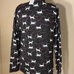 Karen Scott Black White Pink Kitty Cat Ribbon Print Mock Neck Top Medium Photo 1