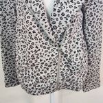 Joan Vass  Gray Leopard Print Knit Moto Jacket Size Medium Gray Leopard Jacket Photo 2