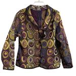 Winding River Jacket Women Large CAFE Print Geometric Tapestry Reversible USA Photo 0