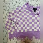 Just Polly New York Distressed Purple Checkered Grunge 90s Knit Sweater Size M Size M Photo 2