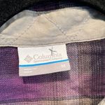 Columbia  Shirt Womens Medium Purple Gray Plaid Button Front Long Sleeve Lined Photo 4