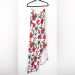 Haney Goldie Floral Bias Cut Silk Slip Dress Midi White Criss Cross Back sz 2 Photo 7