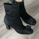 Black Suede Bowtie Toe Booties Size 8.5 Photo 0