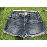 Earl Jean  Iron Cross Rhinestone Pocket Denim Shorts Y2K Cuffed Womens Size 12 Photo 1