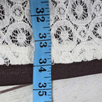 Suzi Chin Short Sleeve Mini Dress Ivory Crochet Lace Chocolate Brown Lining 12 Photo 6