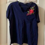 Rebecca Malone  Navy Embroidered Short Sleeve Tee Photo 0