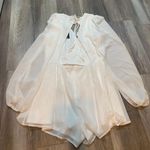 Lulus Sunny Standard White Balloon Sleeve Backless Romper Photo 4