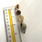 Long real shell gold tone post dangling earrings Photo 5