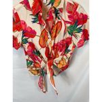 Nine West Tropical Leaf Print Tie Bottom Button Up Shirt Size Small Photo 3