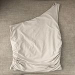 Abercrombie & Fitch  One Shoulder Ruched Side Stretchy Tank Top Small Stone Taupe Photo 1