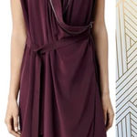 ALLSAINTS Adria Silk Zipper Dress Short Sleeve Draped Purple Burgundy Size US 2 Photo 0