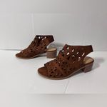 American Eagle brown ankle sling back block heel sandal size 8 1/2 W Photo 1