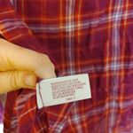 Arizona Jean Co Size Medium M Red Orange Plaid Button Up Long Sleeve Top Shirt Photo 5