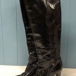Salvatore Ferragamo Women Sz 7.5 Black Patent Leather Tall Knee High Heel Boot Photo 0