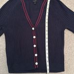 Talbots Navy Pearl Button Ribbed Knit Tennis Sweater Cardigan Size Small Petite Photo 7