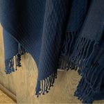 Mer Sea The Classic Travel Wrap Knit Poncho Fringe Trim One Size Blue Size undefined Photo 2