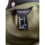 Forever 21 Womens Top Sz L Olive Green Cropped Length Ribbed Knit Long Sleeve Photo 6