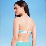 Kona Sol  Bikini Top Terry Textured Solid Bandeau Removable Cups Blue M Photo 5