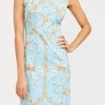 J. McLaughlin Sophia Catalina Cloth Sheath Dress Womens Large Blue Career Preppy Photo 0