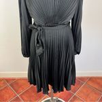 DKNY  Black Pleated Tie Waist Dress Photo 3
