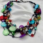 Premier Designs Early 2000's Signed Spectrum Multi Strand Stone Beaded Necklace Photo 2