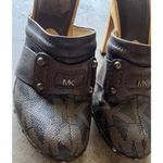 Michael Kors  Leather Studd Wood clogs Luggage Brown Platform Heels Womens Size 4 Photo 2