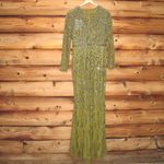 Mac Duggal  5124 Green Beaded Long Sleeve Evening Gown Size 6 Photo 10